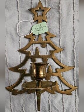 Source Unknown Brass Christmas Tree Wall Candle Sconce - Gold